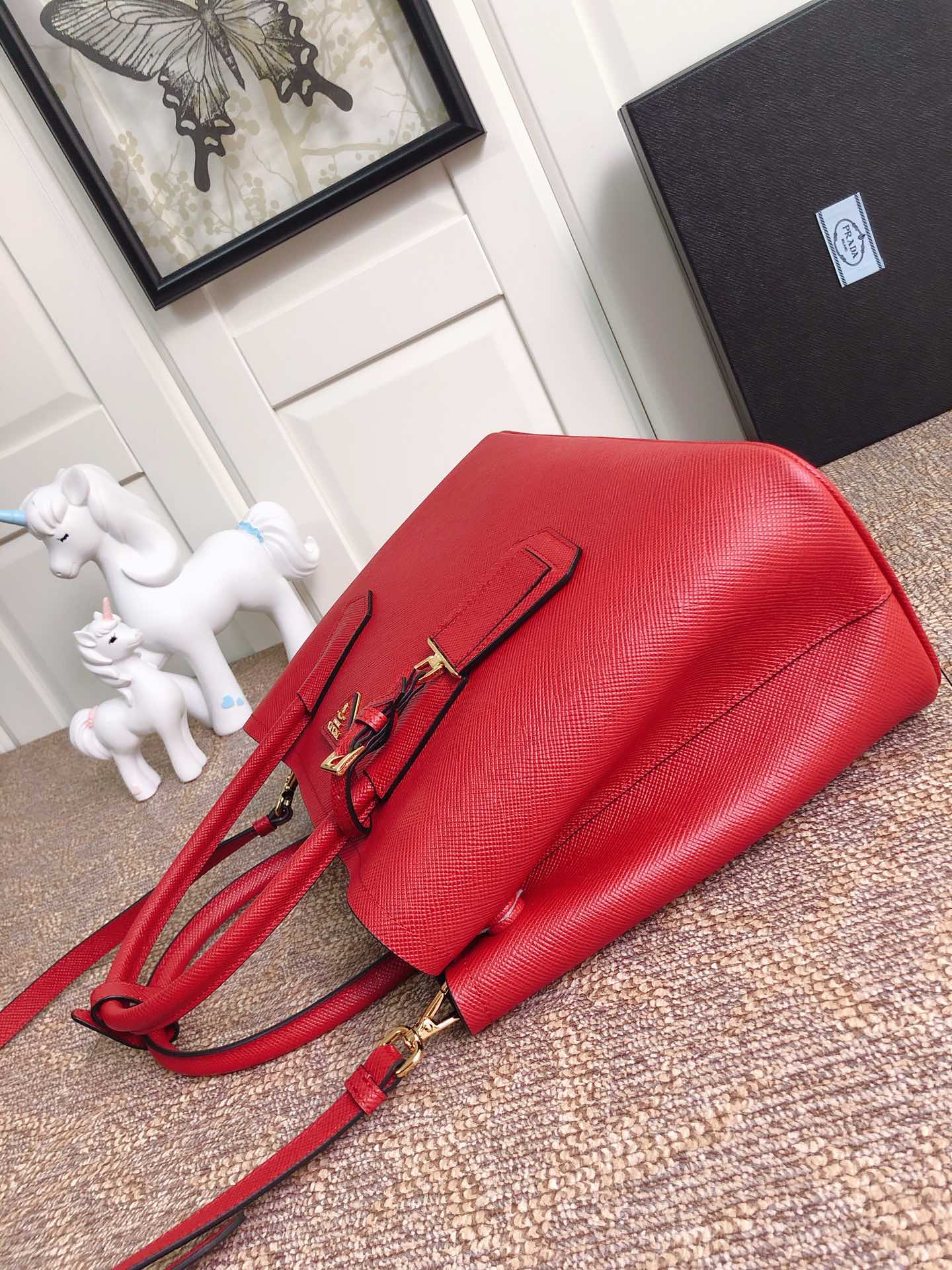 Prada Double Saffiano Leather Bag Shoulder Bag Red 1BG775